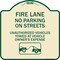 Signmission Fire Lanes No Parking on Streets Unauthorized Vehicles Towed at Owner Expense, A-DES-TG-1818-23987 A-DES-TG-1818-23987 - alternate 1